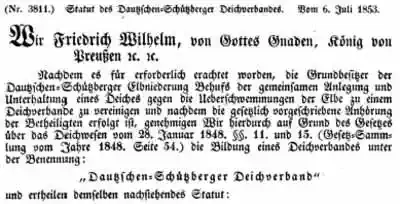 Statut des Dautzschen-Schützberger Deichverbandes 1853